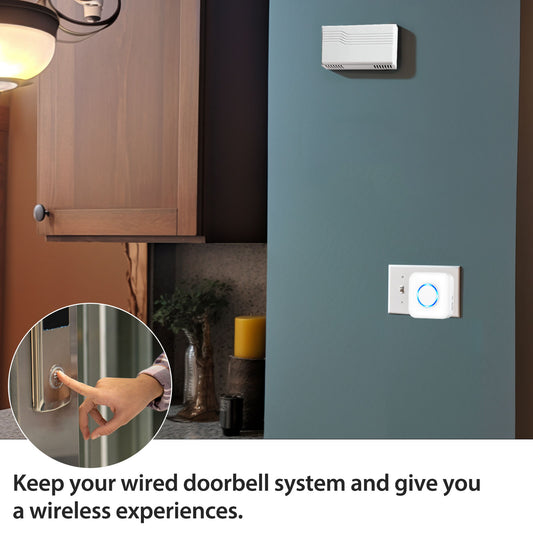 BestHomeSecuritys Wireless Doorbell Extender – Convert Hardwired Doorbell to Wireless System | 656FT Range, 58 Chimes, 5 Volume Levels | Compatible with Video Doorbells