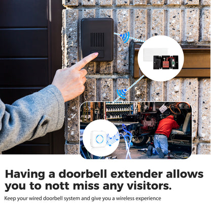 BestHomeSecuritys Wireless Doorbell Extender – Convert Hardwired Doorbell to Wireless System | 656FT Range, 58 Chimes, 5 Volume Levels | Compatible with Video Doorbells