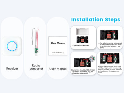 BestHomeSecuritys Wireless Doorbell Extender – Convert Hardwired Doorbell to Wireless System | 656FT Range, 58 Chimes, 5 Volume Levels | Compatible with Video Doorbells